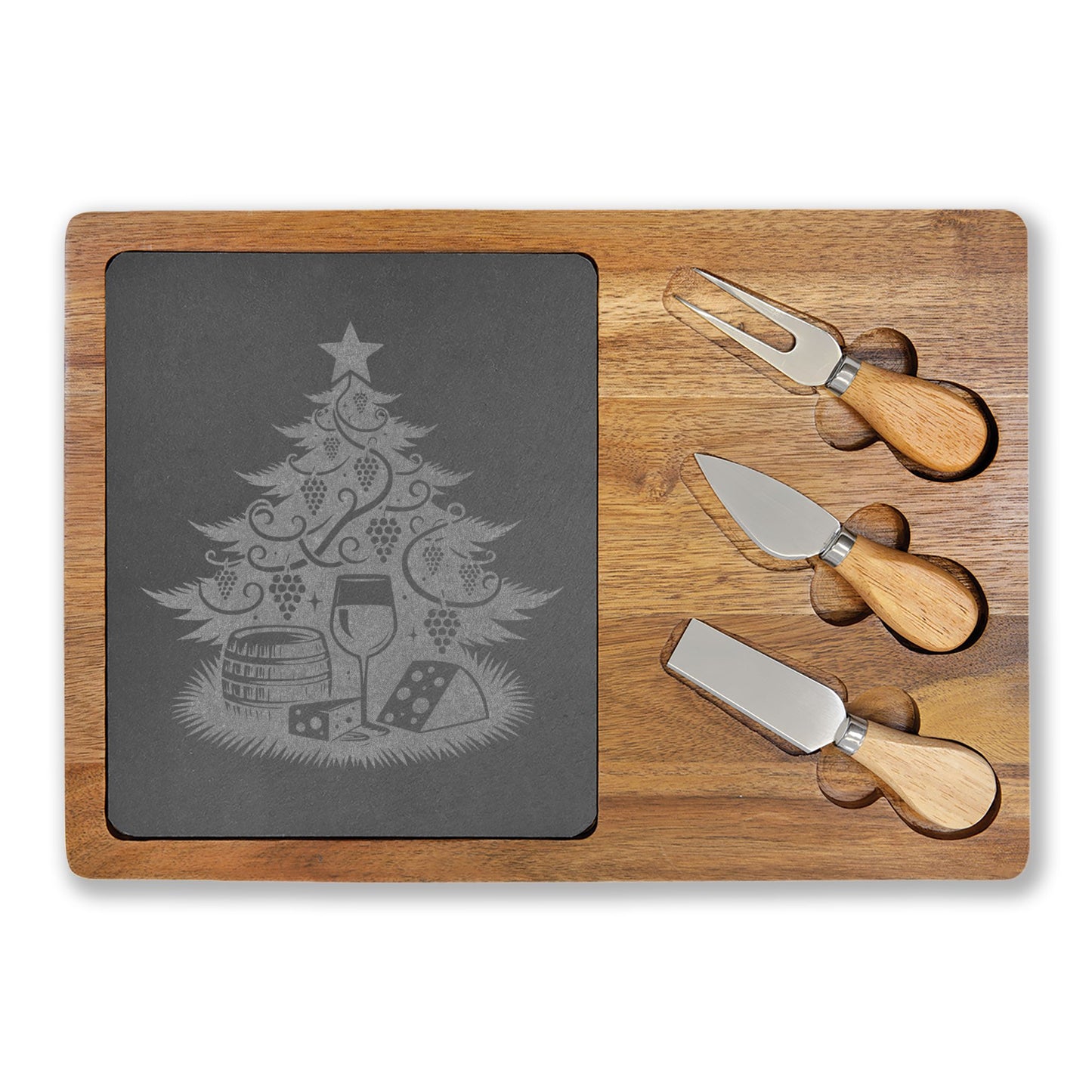 Engraved Christmas Charcuterie Board Set