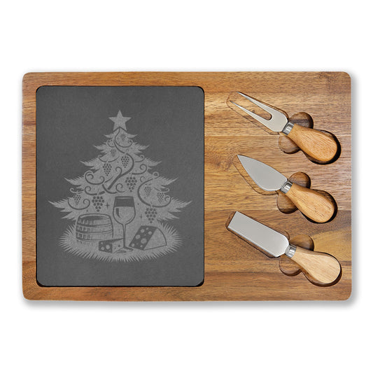 Engraved Christmas Charcuterie Board Set
