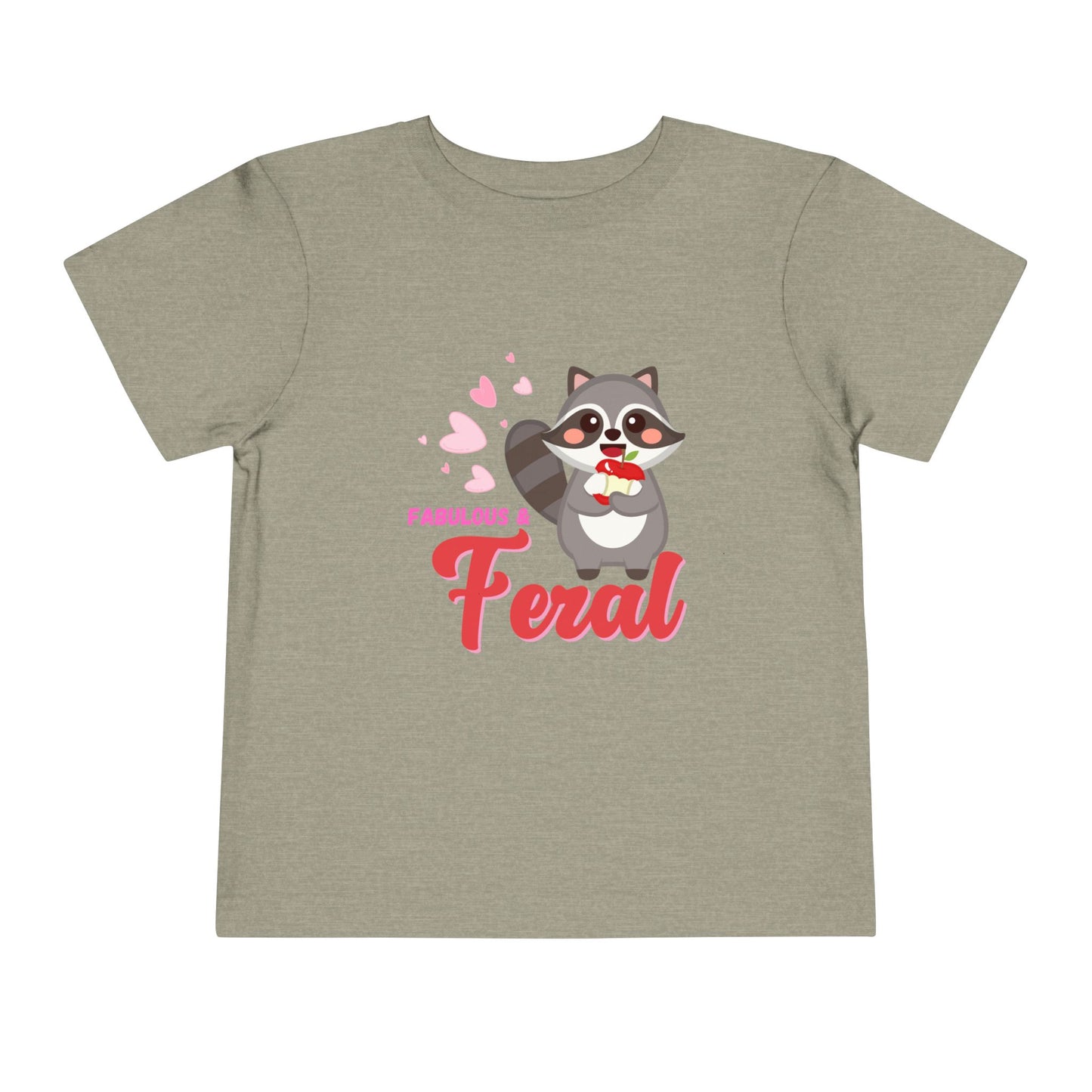 "Fabulous and Feral" Cute Baby Racoon and Hearts Toddler T-shirt