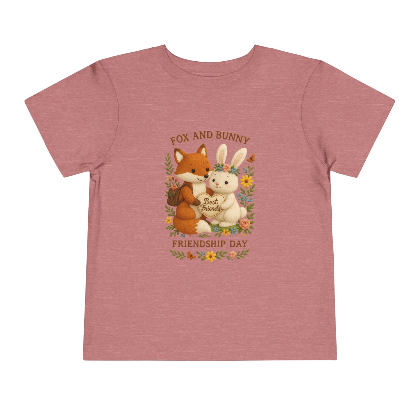 Fox and Bunny Friendship Day Toddler Tee, Kids Birthday Gift, Children's Day Outfit, Friendship Day Top, Animal Lover Shirt