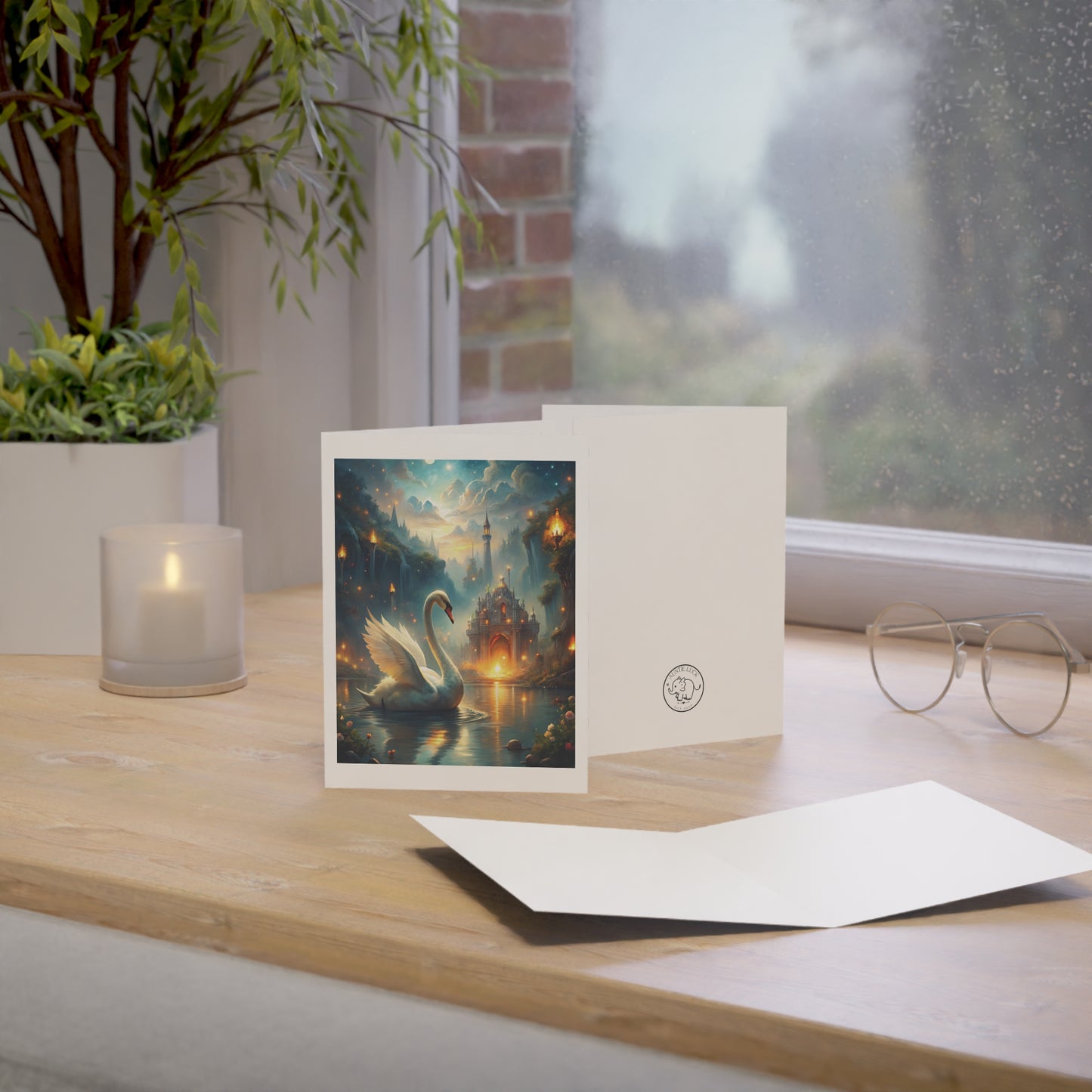 Swan Lake Fantasy Note Cards with Envelopes (Single or Bulk Packs)