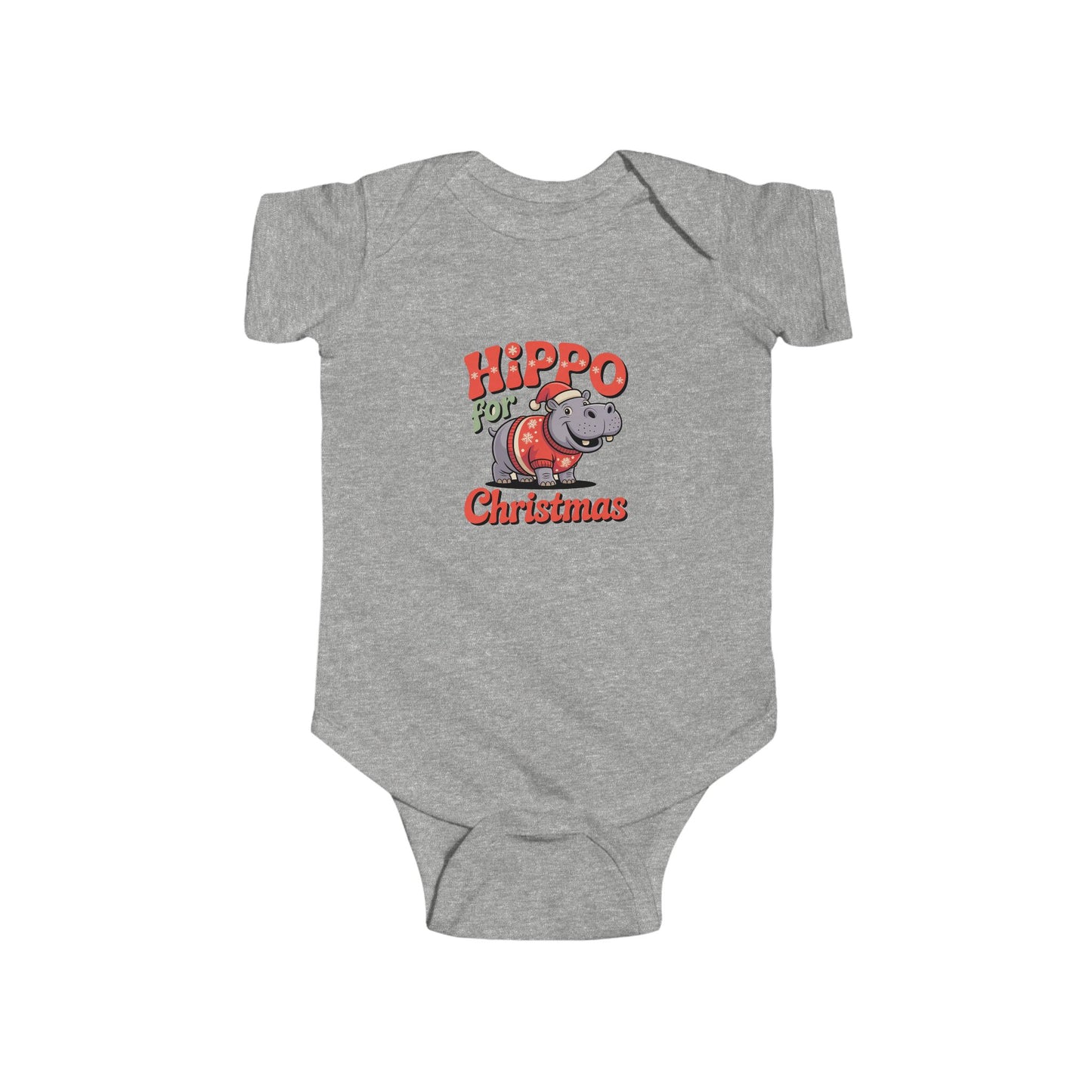 Hippo for Christmas Infant Bodysuit, Holiday Baby Outfit, Xmas Gift for Newborns, Cute Kids Apparel, Baby Shower Present