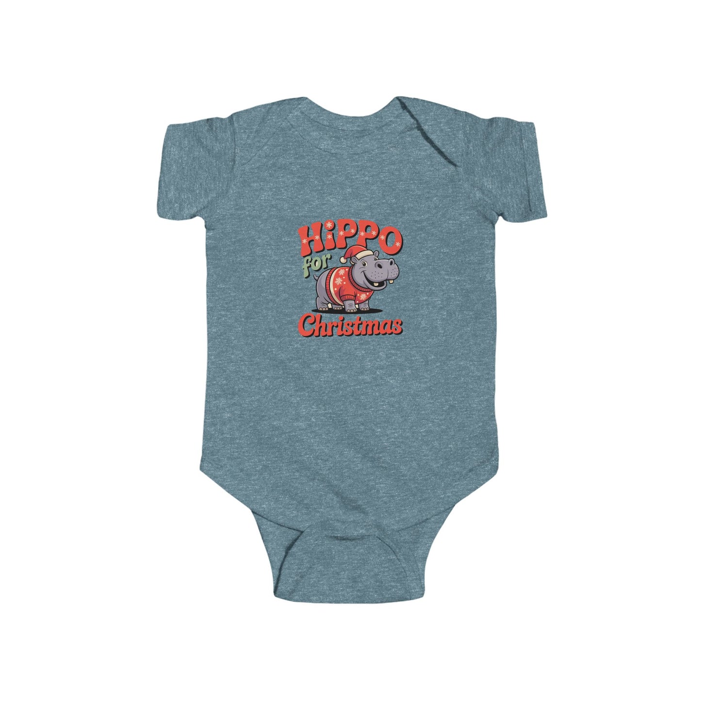 Hippo for Christmas Infant Bodysuit, Holiday Baby Outfit, Xmas Gift for Newborns, Cute Kids Apparel, Baby Shower Present
