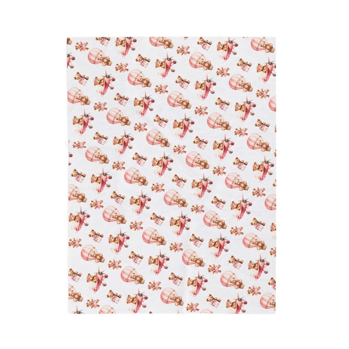 Pink Teddy Bear Pilot Baby Blanket