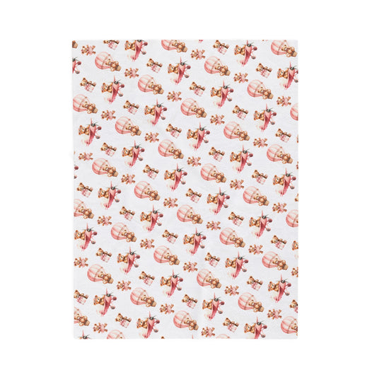 Pink Teddy Bear Pilot Baby Blanket