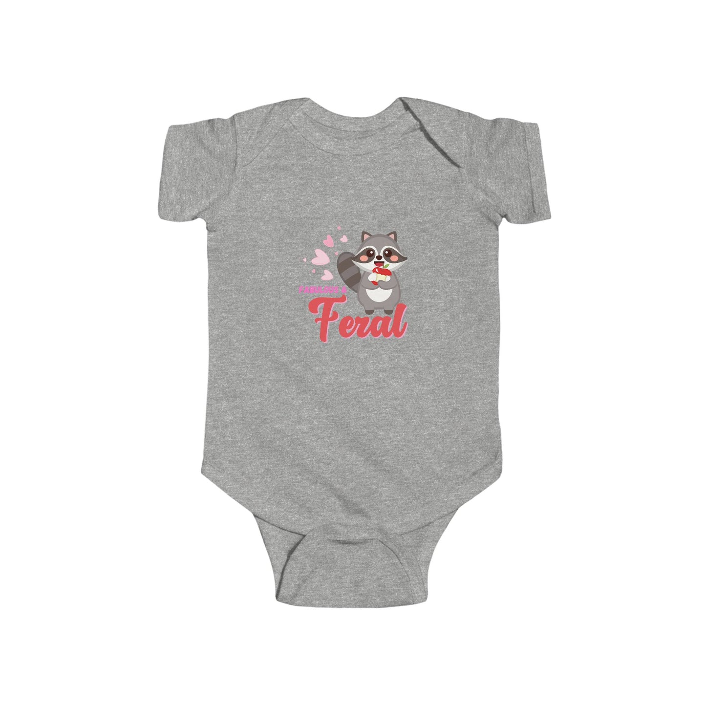 Fabulous and Feral Adorable Infant Bodysuit with Baby Raccoon and Hearts Design | Cute Baby Outfit, Baby Shower Gift, Infant Apparel, Toddler Fashion, Unique Baby Clothing