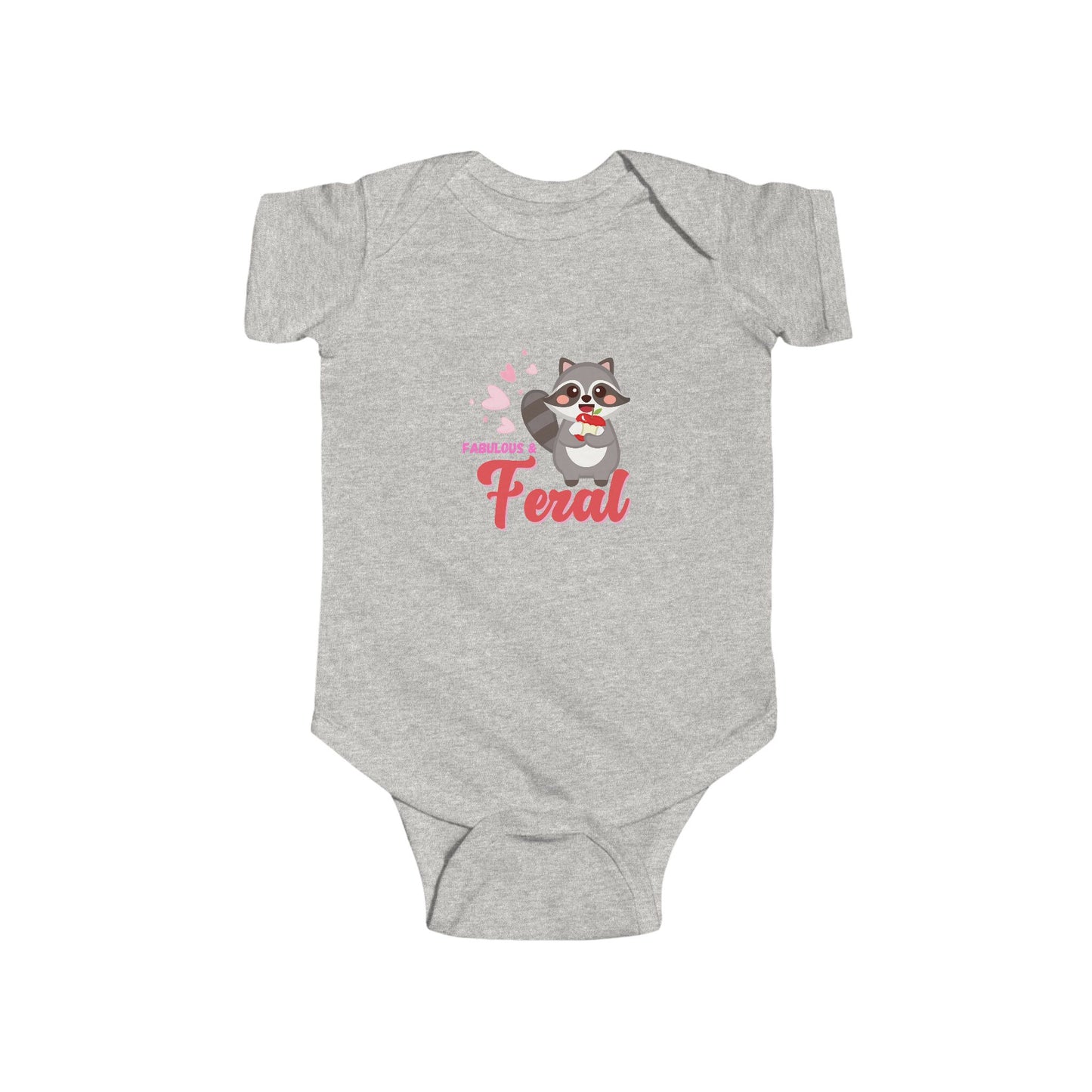 Fabulous and Feral Adorable Infant Bodysuit with Baby Raccoon and Hearts Design | Cute Baby Outfit, Baby Shower Gift, Infant Apparel, Toddler Fashion, Unique Baby Clothing