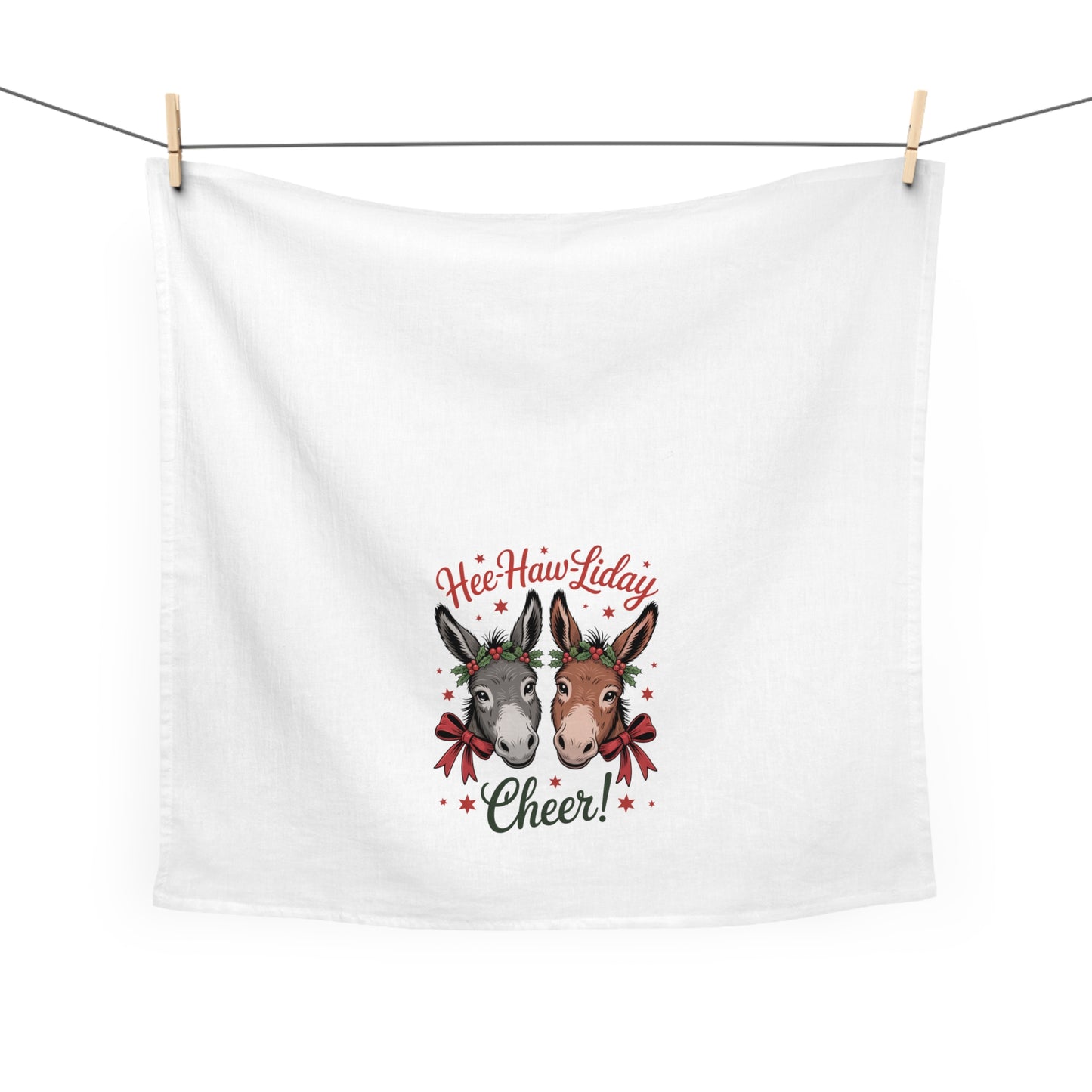 Hee-Haw-liday Cheer Tea Towel — Donkey Holiday Kitchen Towel