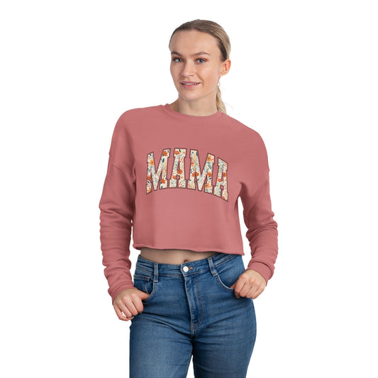 Mama Floral Cropped Sweatshirt — Cozy Rose Pink Mom Gift