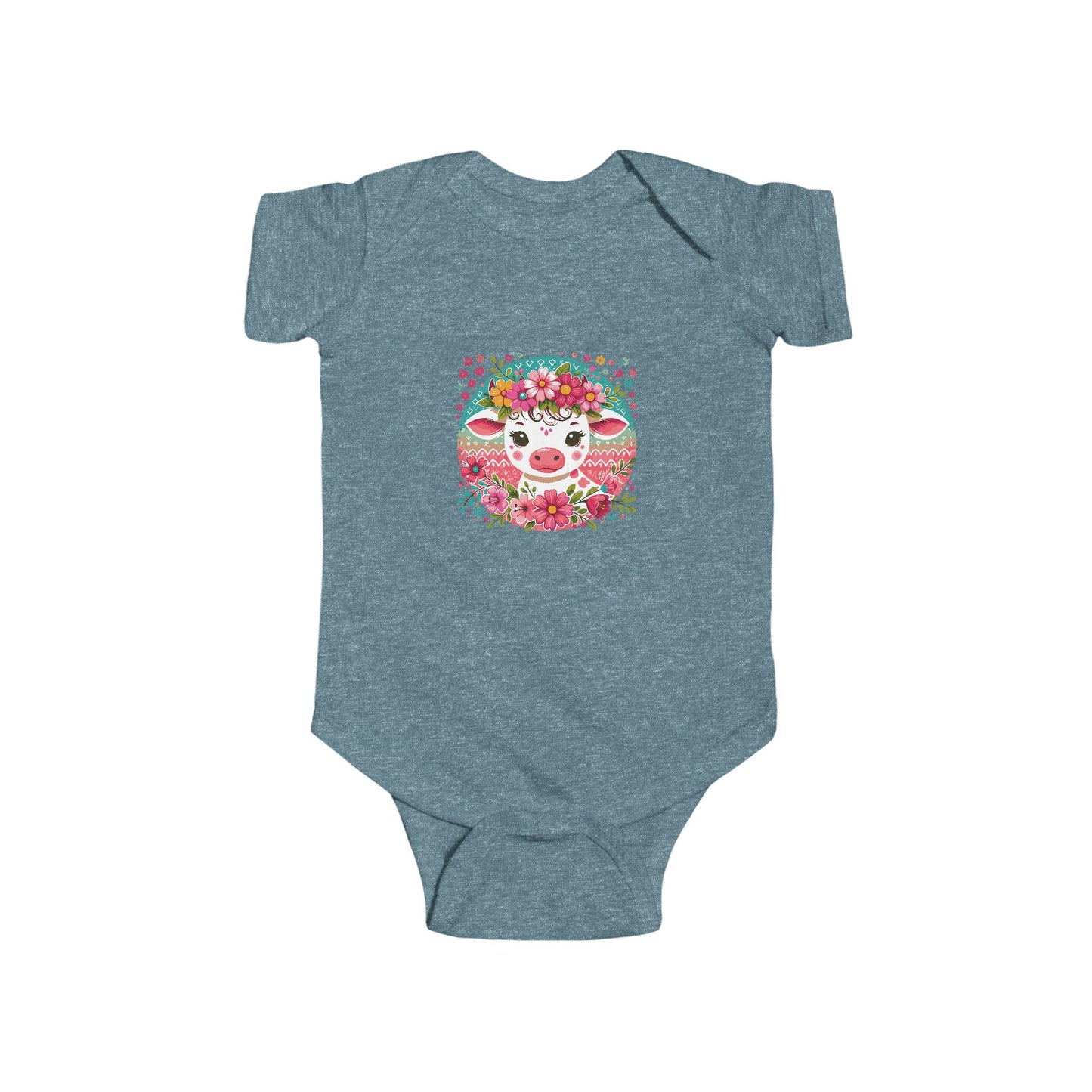 Floral Baby Cow Infant Bodysuit, Cute Baby Outfit, Baby Shower Gift, Nursery Decor, Newborn Clothes, Birthday Gift