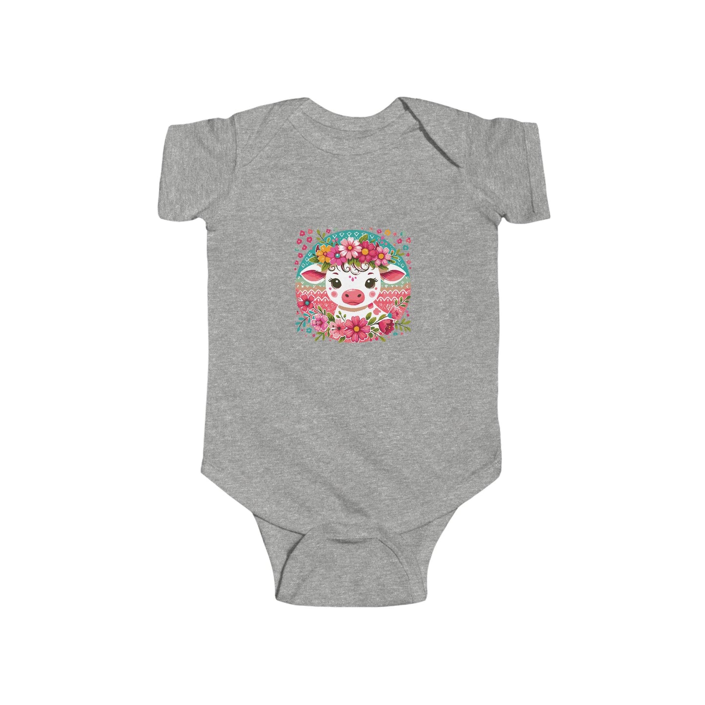 Floral Baby Cow Infant Bodysuit, Cute Baby Outfit, Baby Shower Gift, Nursery Decor, Newborn Clothes, Birthday Gift