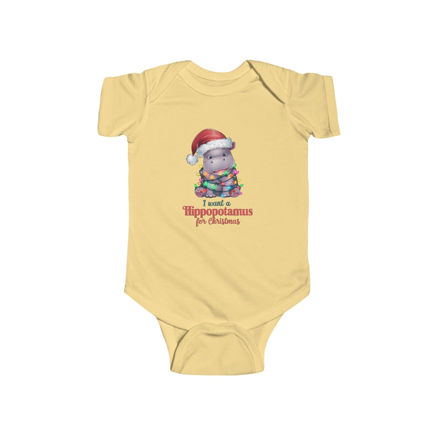 Hippo Christmas Infant Bodysuit, Holiday Baby Outfit, I Want a Hippopotamus for Christmas, Baby Shower Gift, Santa Outfit