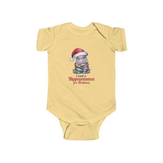 Hippo Christmas Infant Bodysuit, Holiday Baby Outfit, I Want a Hippopotamus for Christmas, Baby Shower Gift, Santa Outfit