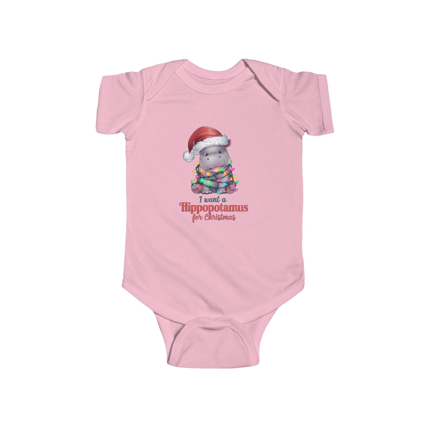Hippo Christmas Infant Bodysuit, Holiday Baby Outfit, I Want a Hippopotamus for Christmas, Baby Shower Gift, Santa Outfit