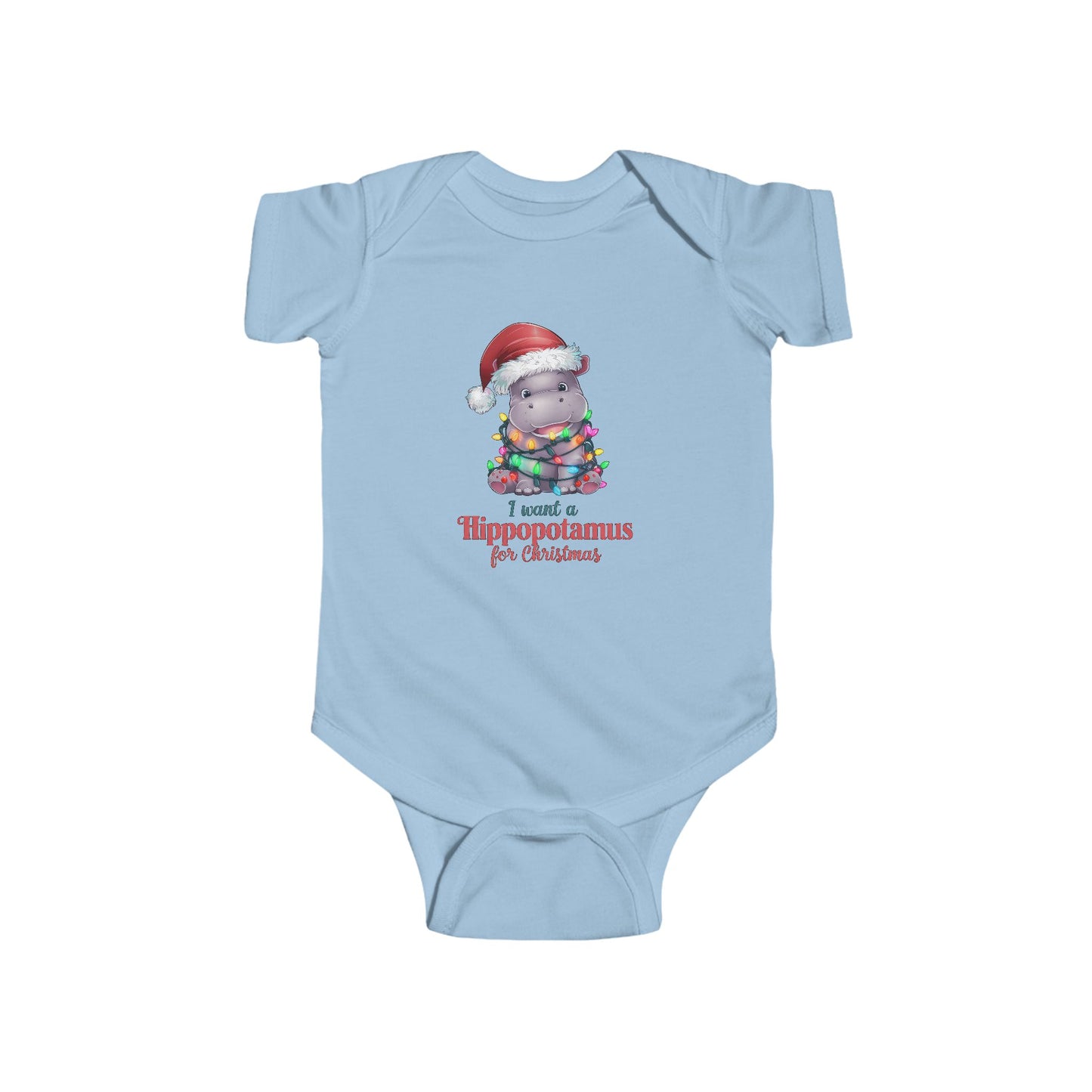 Hippo Christmas Infant Bodysuit, Holiday Baby Outfit, I Want a Hippopotamus for Christmas, Baby Shower Gift, Santa Outfit
