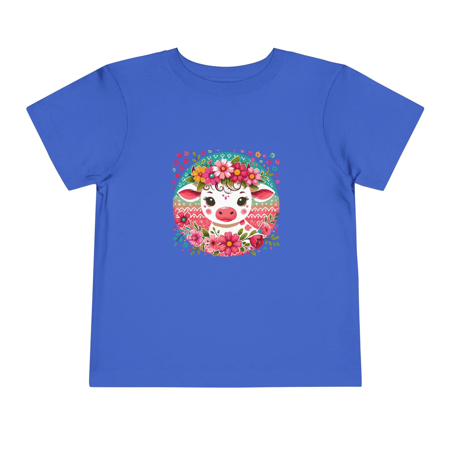 Floral Baby Cow Toddler Tee, Cute Kids Shirt, Spring Outfit, Baby Gift, Toddler Summer Shirt, Fun Animal Tee, Adorable Children's Apparel