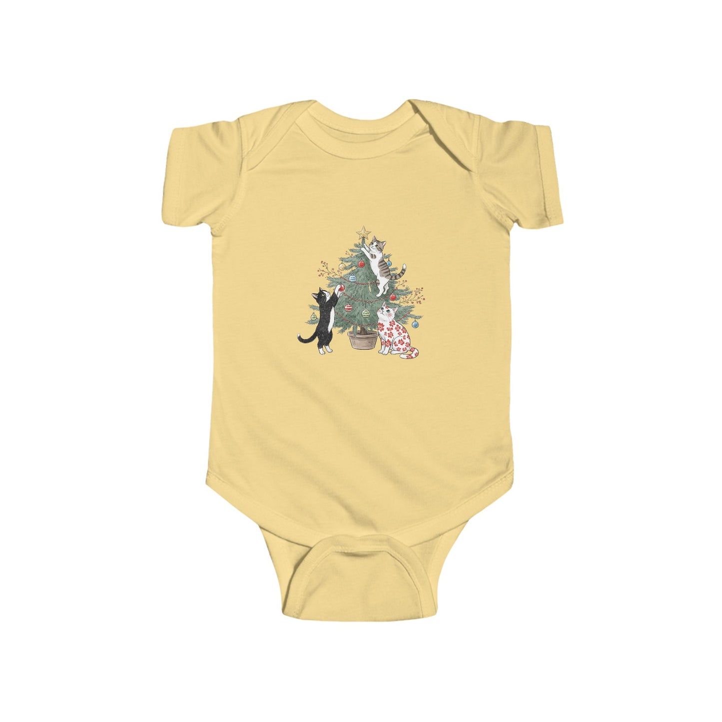 Cat Holiday Bodysuit, Cute Infant Outfit, Christmas Gift, Baby Shower Present, Unique Holiday Apparel