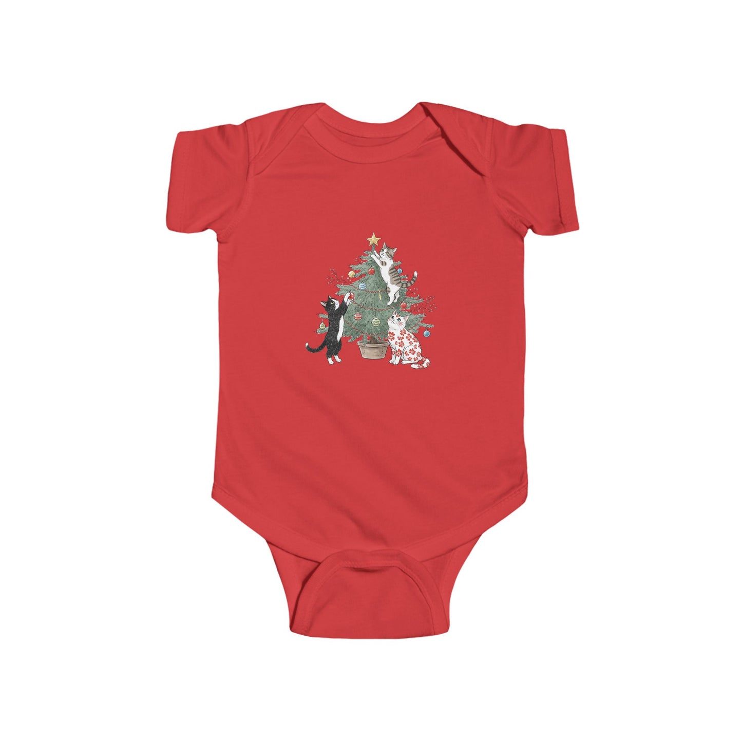 Cat Holiday Bodysuit, Cute Infant Outfit, Christmas Gift, Baby Shower Present, Unique Holiday Apparel