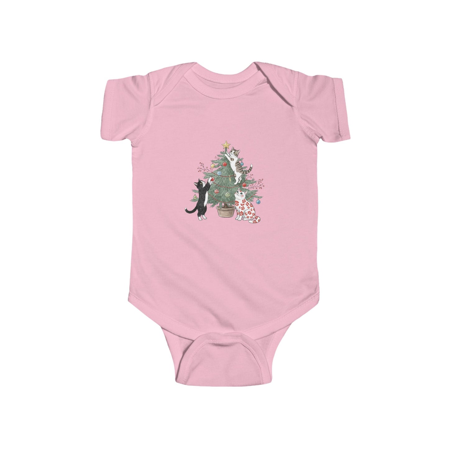 Cat Holiday Bodysuit, Cute Infant Outfit, Christmas Gift, Baby Shower Present, Unique Holiday Apparel