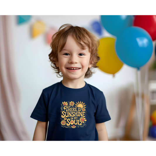 Sunshine in my Soul Retro Toddler Tee, Cute Toddler Shirt, Summer Outfit, Gift for Kids, Flower Graphic Tee, Birthday Gift for Toddlers
