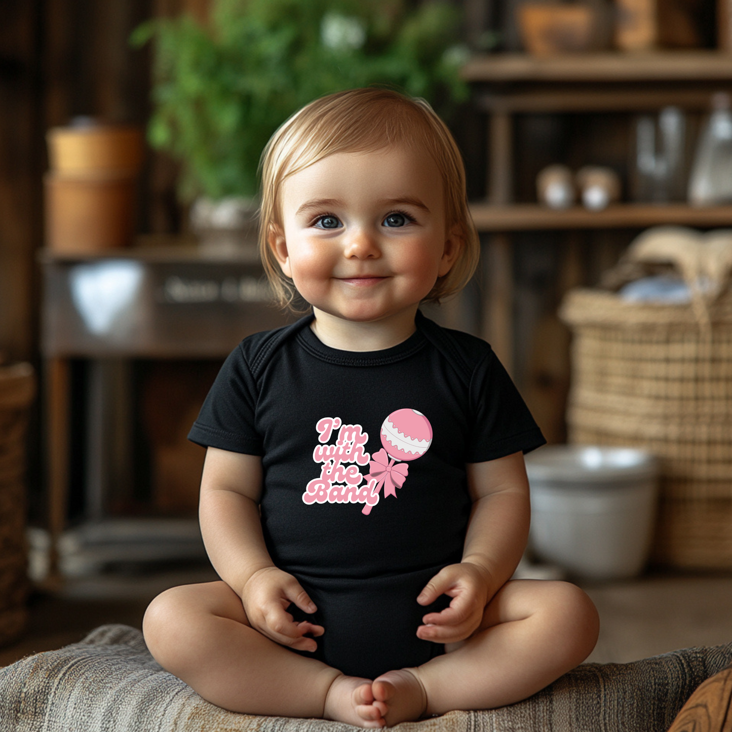 I'm with the Band Baby Rattle Onesie, Baby Fashion, Baby shower Gift for Future musicians and concert goers