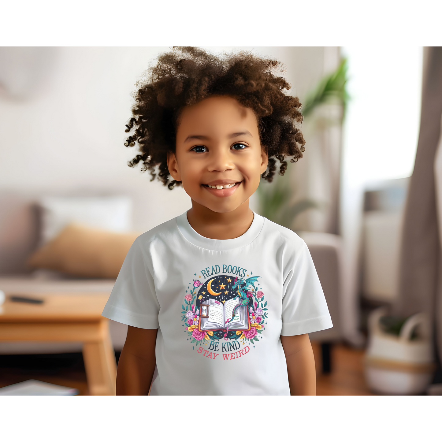 Charming Storybook Toddler T-Shirt "Read Books, Be Kind, Stay Weird"| Cute Kids Tee, Fantasy Gifts, Reading Themed Shirt, Toddler Outfit, Fun Apparel