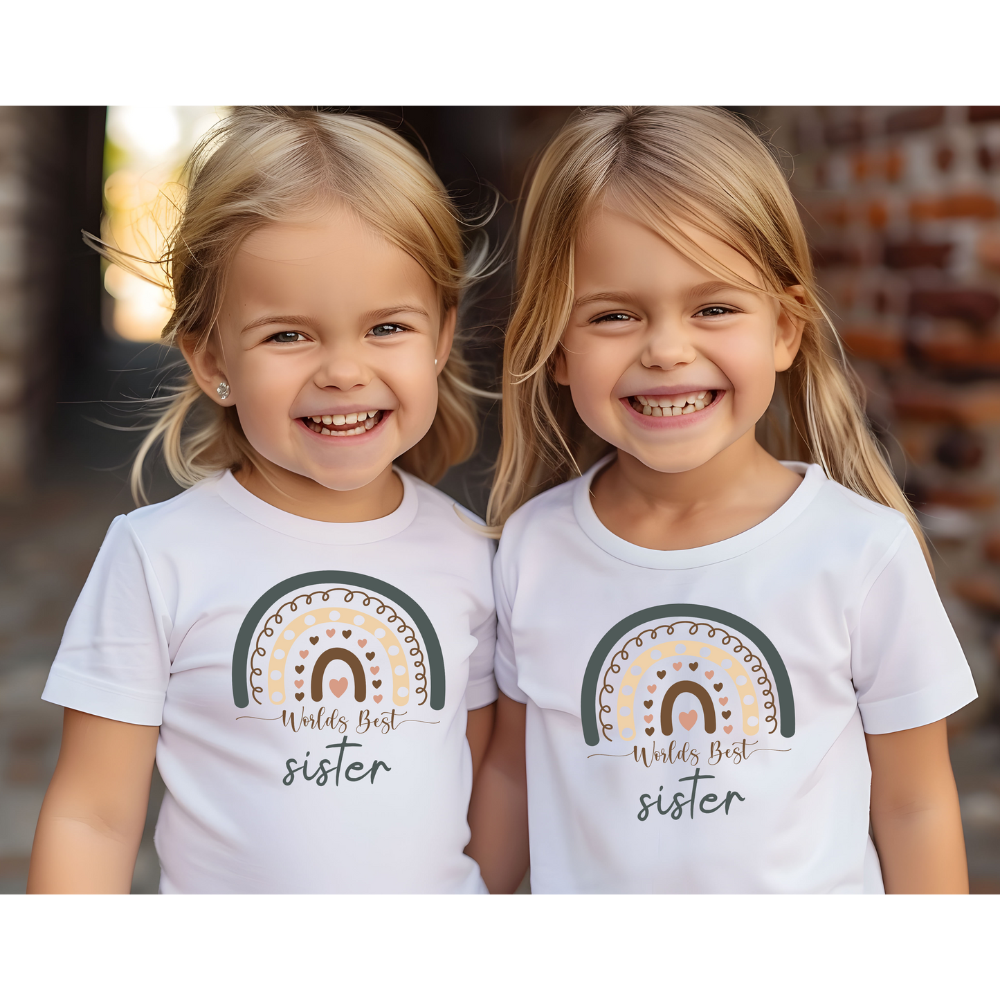 World's Best Sister Toddler Rainbow Tee - World's Best Sister, Cute Kids Shirt, Birthday Gift, Baby Shower, Sibling Love