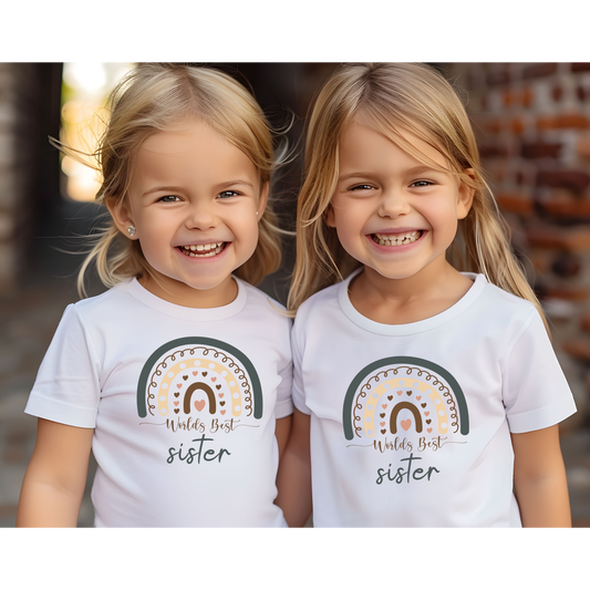 World's Best Sister Toddler Rainbow Tee - World's Best Sister, Cute Kids Shirt, Birthday Gift, Baby Shower, Sibling Love