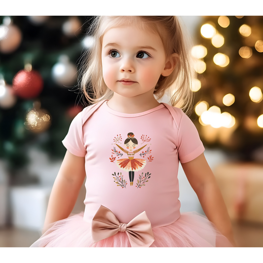 Nutcracker Ballet Scandinvian-Style Ballerina Bodysuit for Infants, Cute Chirtsmas Baby Outfit, Toddler Dancewear, Newborn Gift, Baby Shower Essential