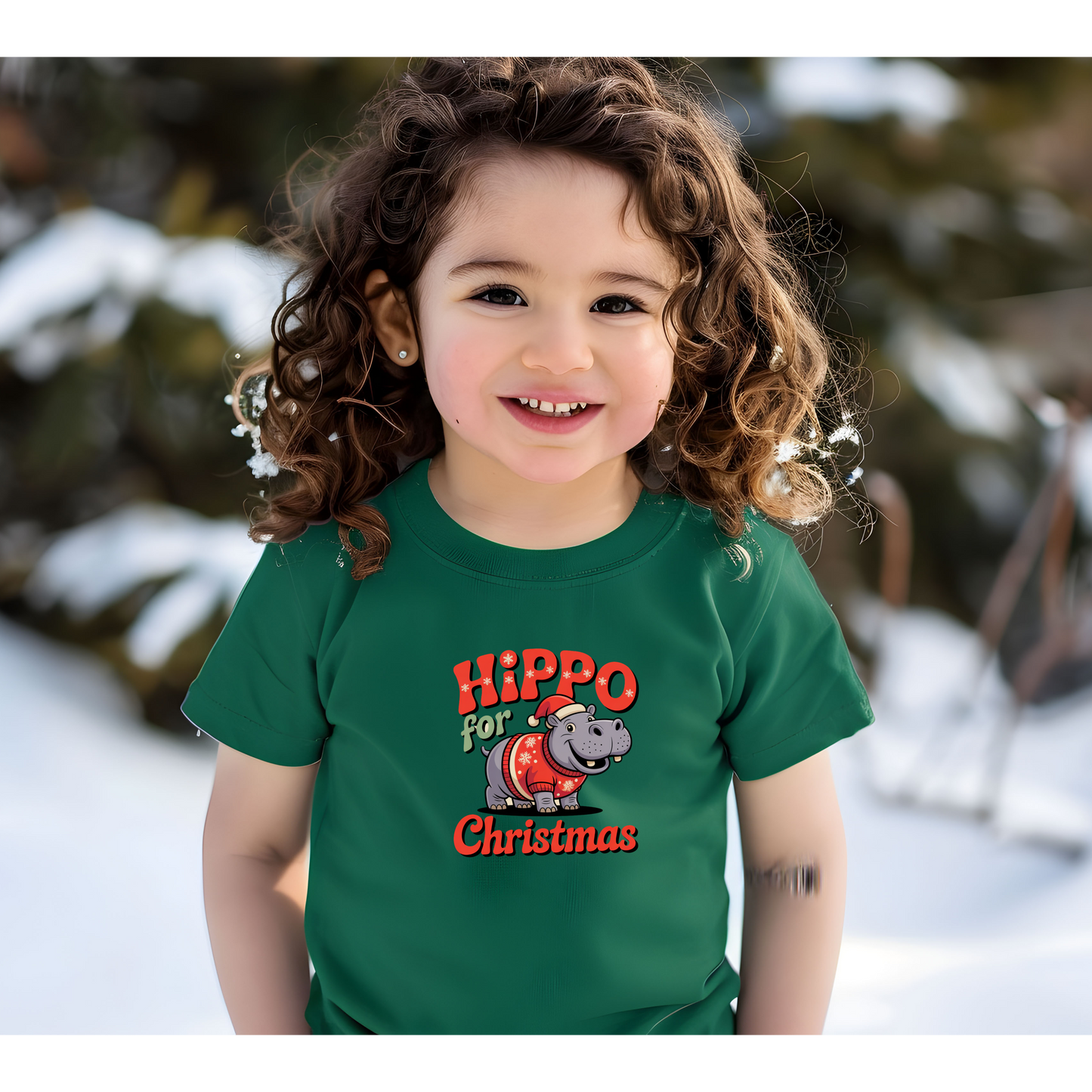 Hippo for Christmas Toddler Tee, Fun Festive Shirt, Kid’s Holiday Apparel, Christmas Gift for Toddlers, Cute Baby Tee