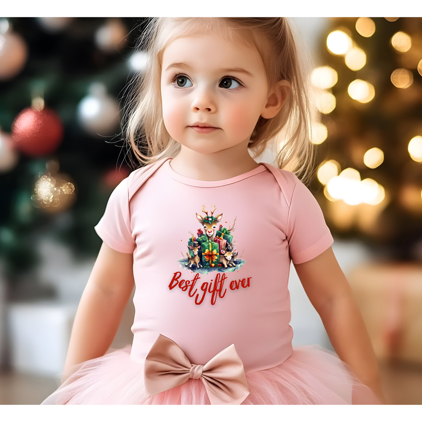 Best Gift Ever Baby Onesie, Reindeer Christmas Gift Infant Bodysuit |  Newborn Holiday Outfit, Cute Baby Shower Gift, First Christmas Apparel
