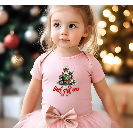 Best Gift Ever Baby Onesie, Reindeer Christmas Gift Infant Bodysuit |  Newborn Holiday Outfit, Cute Baby Shower Gift, First Christmas Apparel