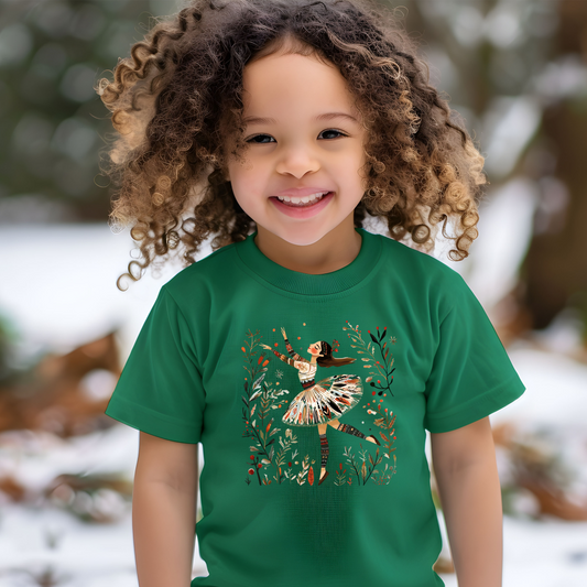 Nutcracker Ballet Scandanavian-Style Dance Toddler Tee, Cute Kids Dance Shirt, Short Sleeve Toddler Top, Gift for Little Dancers, Birthday Party Outfit