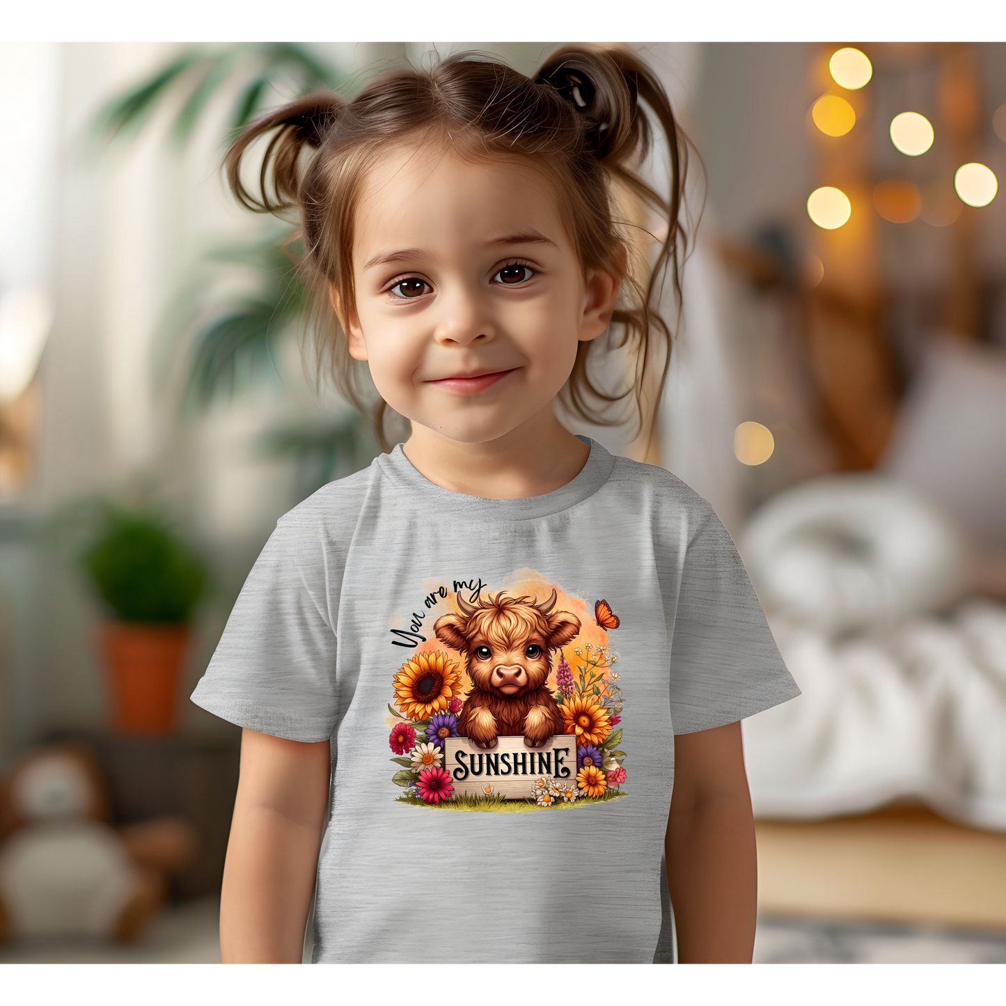 You Are My Sunshine Toddler Tee -  Baby Highland Cow Print