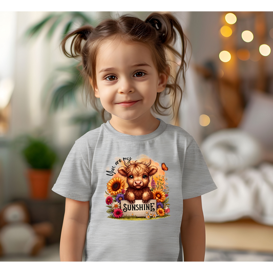 You Are My Sunshine Toddler Tee -  Baby Highland Cow Print