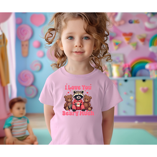 I Love You Beary Much Toddler Tee -  Raccoon in Pajamas \