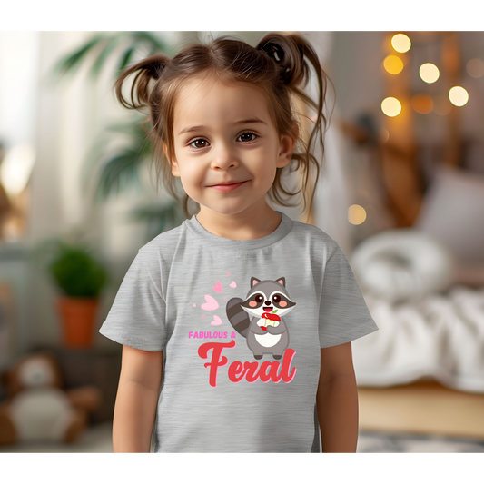 "Fabulous and Feral" Cute Baby Racoon and Hearts Toddler T-shirt