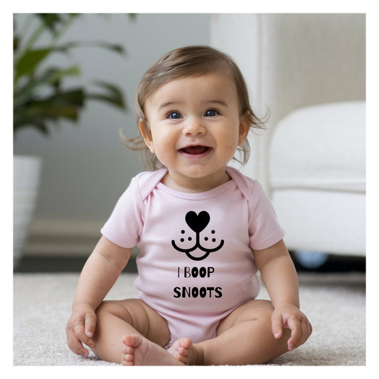 "I Boop Snoots" Cute Baby Bodysuit Design, Infant Clothing, Baby Shower Gift, Funny Baby Outfit, Newborn Gift, Animal Lover Apparel