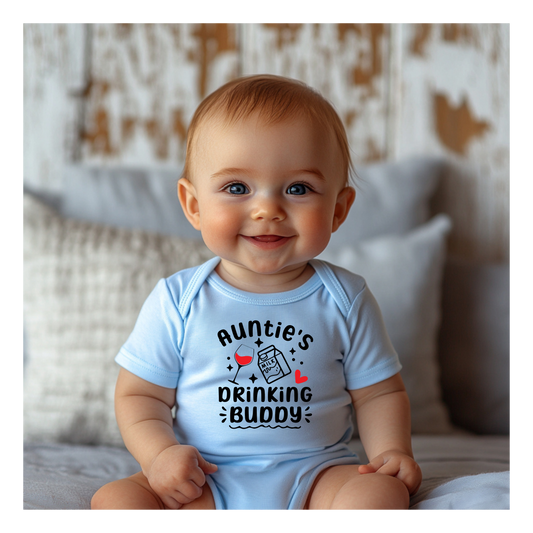 Auntie's Drinking Buddy Infant Bodysuit, Cute Baby Gift, Newborn Outfit, Baby Shower Gift, Funny Baby Clothing, Infant Apparel