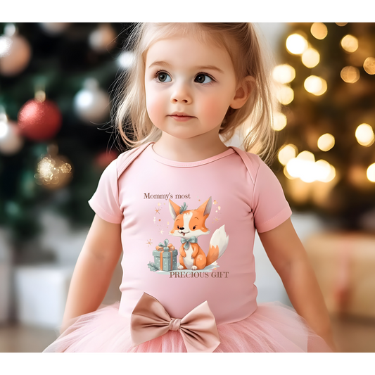 Mommy's Most Precious Gift Adorable Baby Bodysuit with Cute Fox Design, Perfect for Newborn Gifts, Baby Showers, Infant Apparel, Toddler Clothes, Cute Animal Onesie