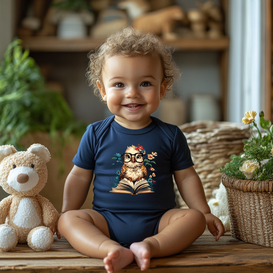Owl Reading Adorable Bodysuit, Cute Baby Outfit, Owl Gift for New Parents, Baby Shower Gift, Animal Lover Clothing