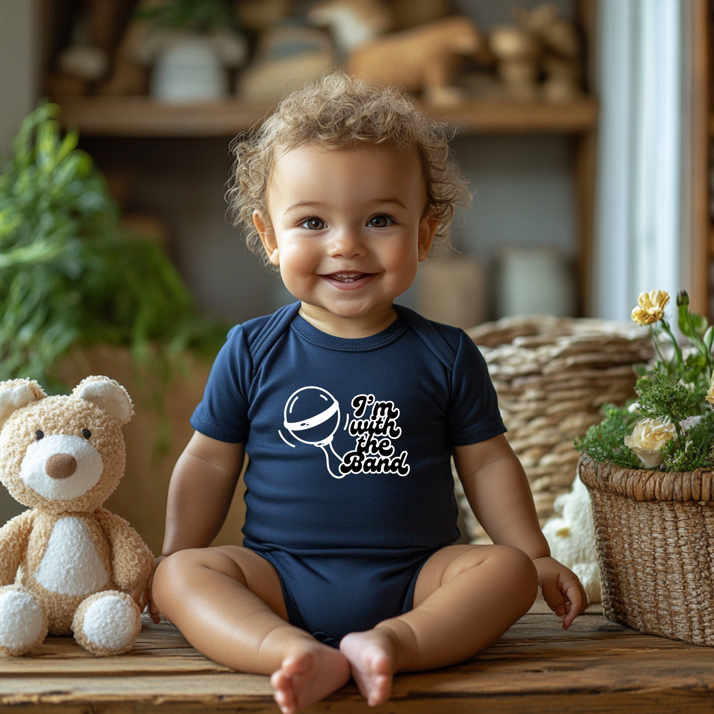 I'm with the Band Trendy Baby Outfit, Baby Shower Gift, Music Lover Apparel, Cute Newborn Wear, Rock n Roll