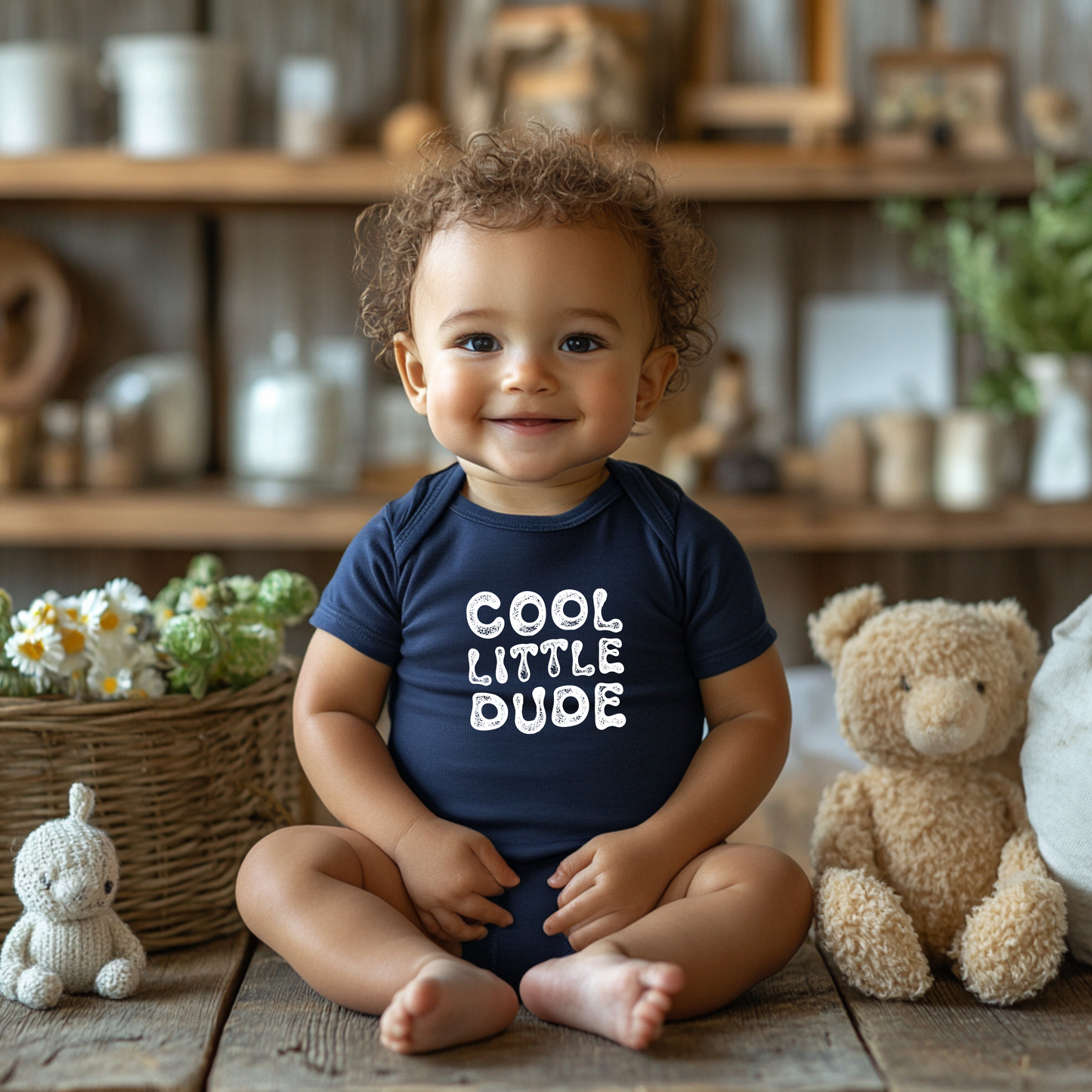 Cool Little Dude Baby Onesie - Retro Design - Baby Shower Gift