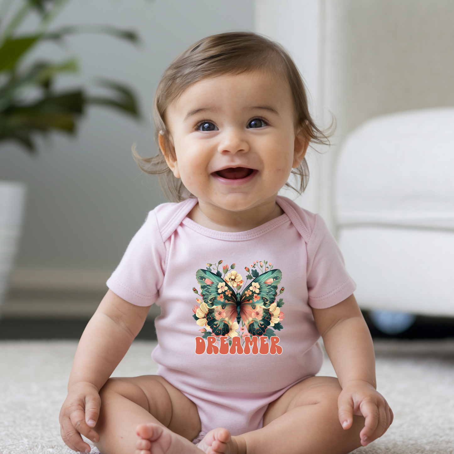 Butterfly Dreamer Infant Bodysuit, Cute Baby Outfit, Newborn Gift, Baby Shower Present, Everyday Wear, Spring Fashion