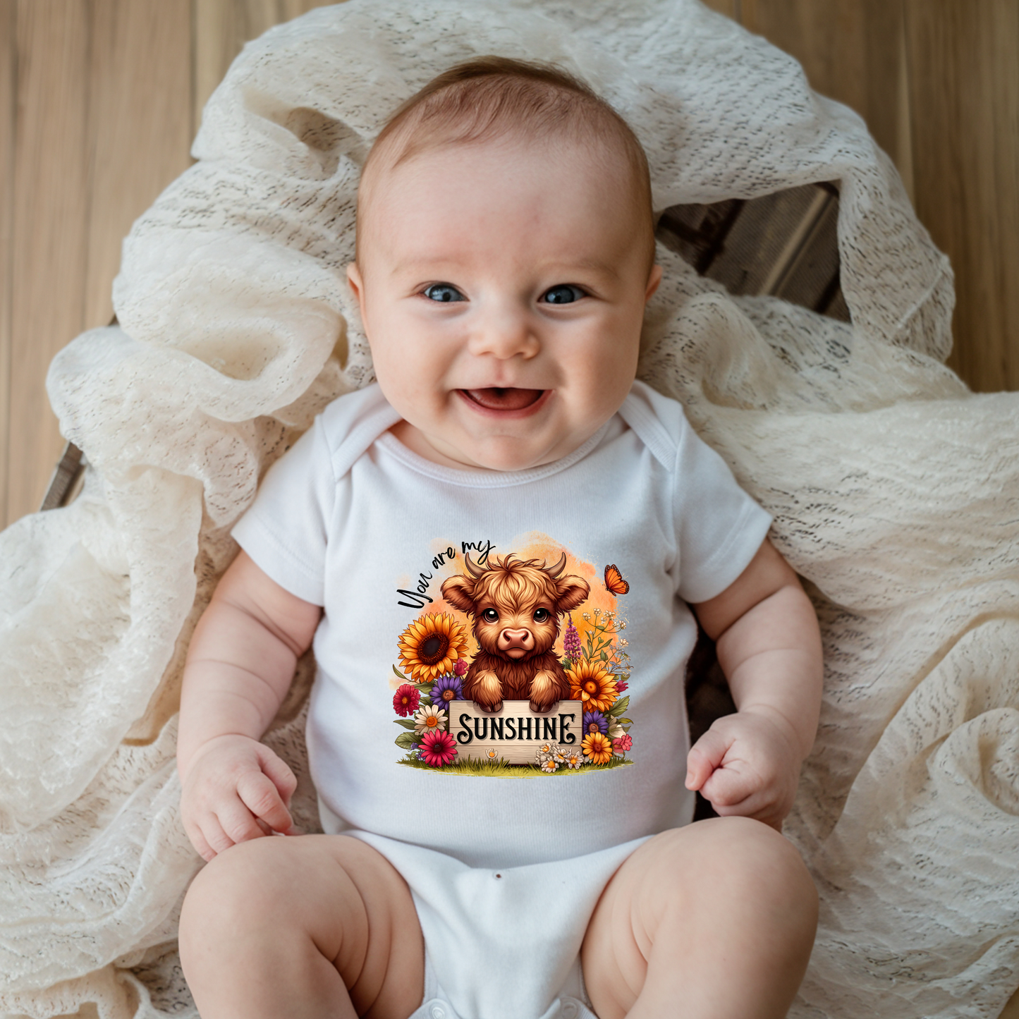 You are my Sunshine Infant Bodysuit - Cute Baby Highland Cow, Cute Baby Outfit, Perfect Gift for Baby Showers, Birthday, and Holidays