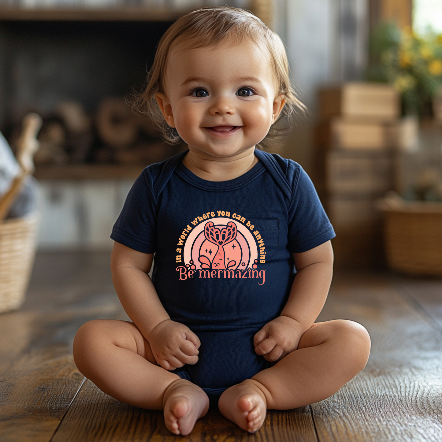 Mermaid Themed Cute Inspirational Infant Bodysuit - 'Be Mermazing' Design, Baby Shower Gift, Newborn Outfit, Toddler Clothes, Cute Baby Wear