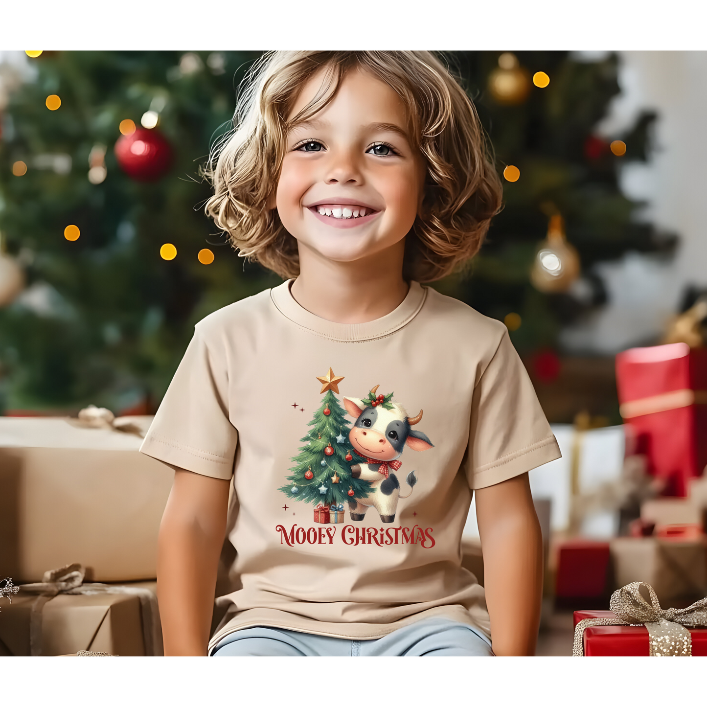 Cow Toddler Christmas Tee — 'Mooey Christmas'