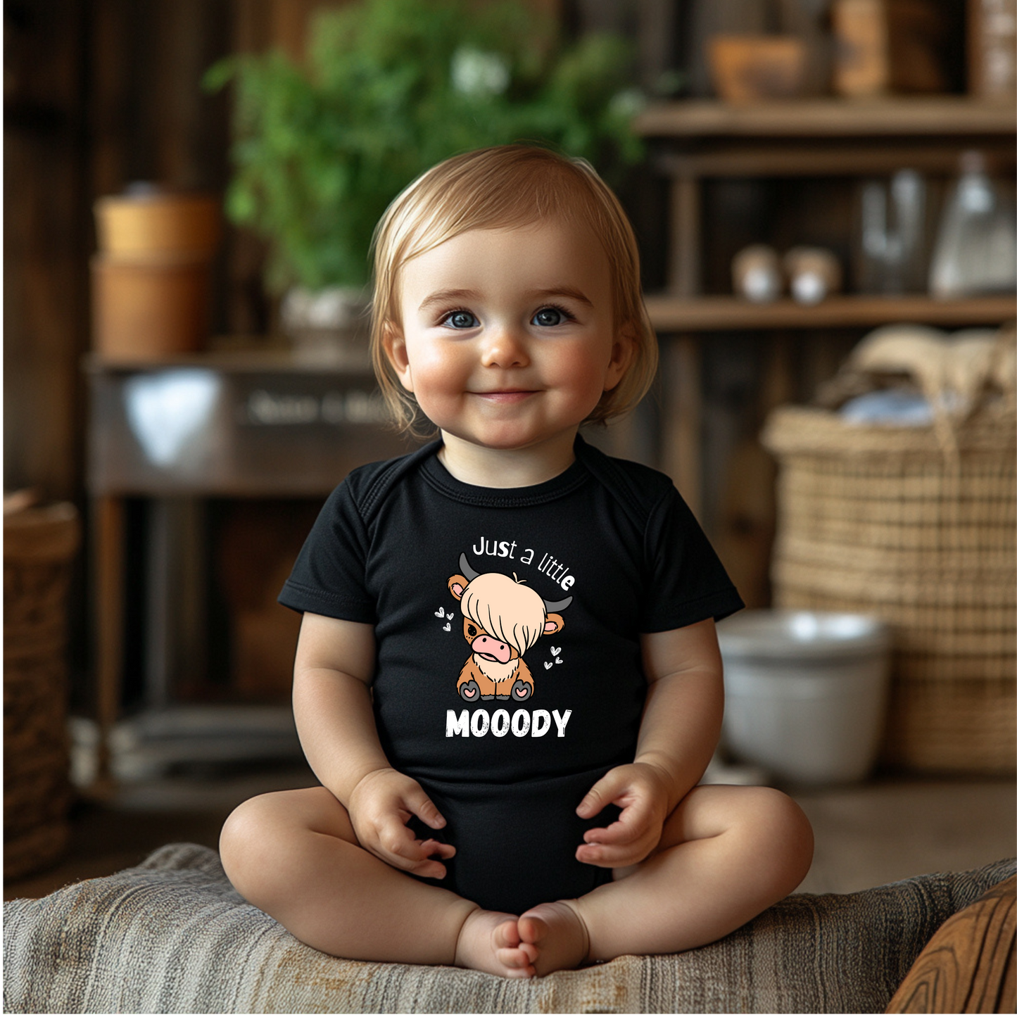 Emo Cow Baby Onesie – "Just a Little Moody"