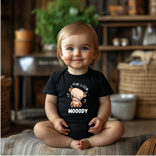 Emo Cow Baby Onesie – "Just a Little Moody"