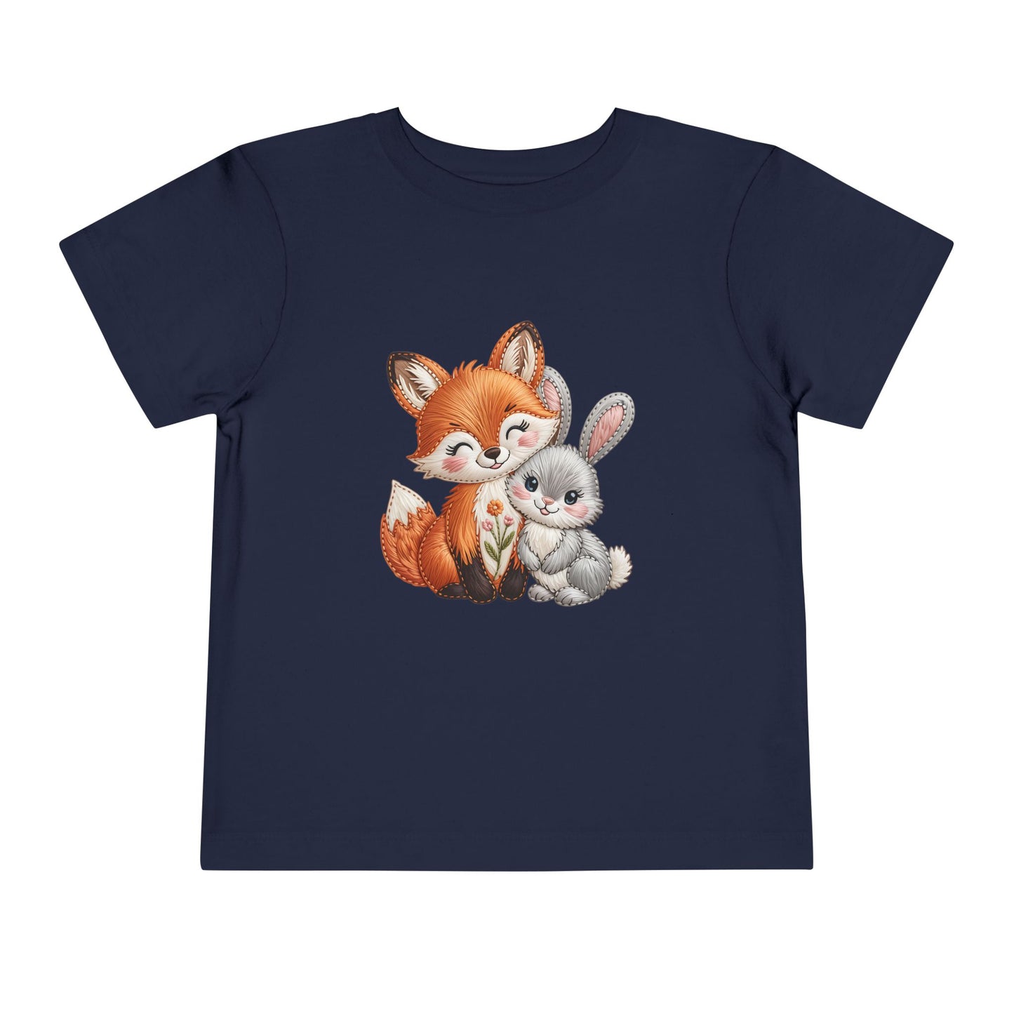 Animal Friends Toddler Tee, Kids Short Sleeve Shirt, Baby Shower Gift, Toddler Apparel, Fox and Bunny Design